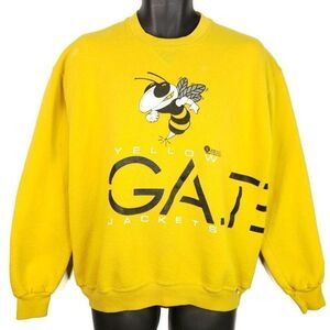 Georgia Tech Yellow Jackets Sweatshirt Vintage 80s GA Spellout Wraparound Print